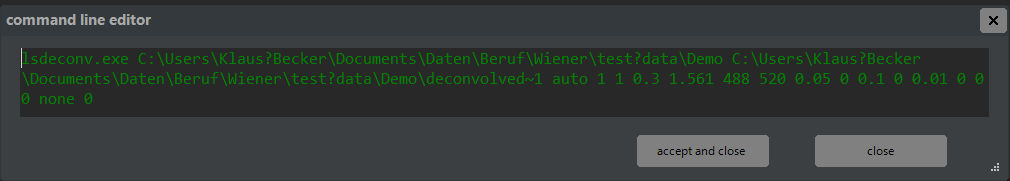 Screenshot of command line editor.
